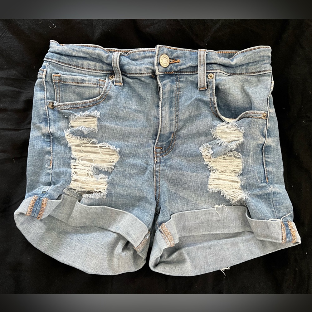Aeropostale High Rise MIDI Stretchy Jean Shorts